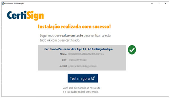 Como testar certificado A3 token | Foto do site da Certisign, assistente de Instalação Certisign | Certificado Digital | Blog da Certisign