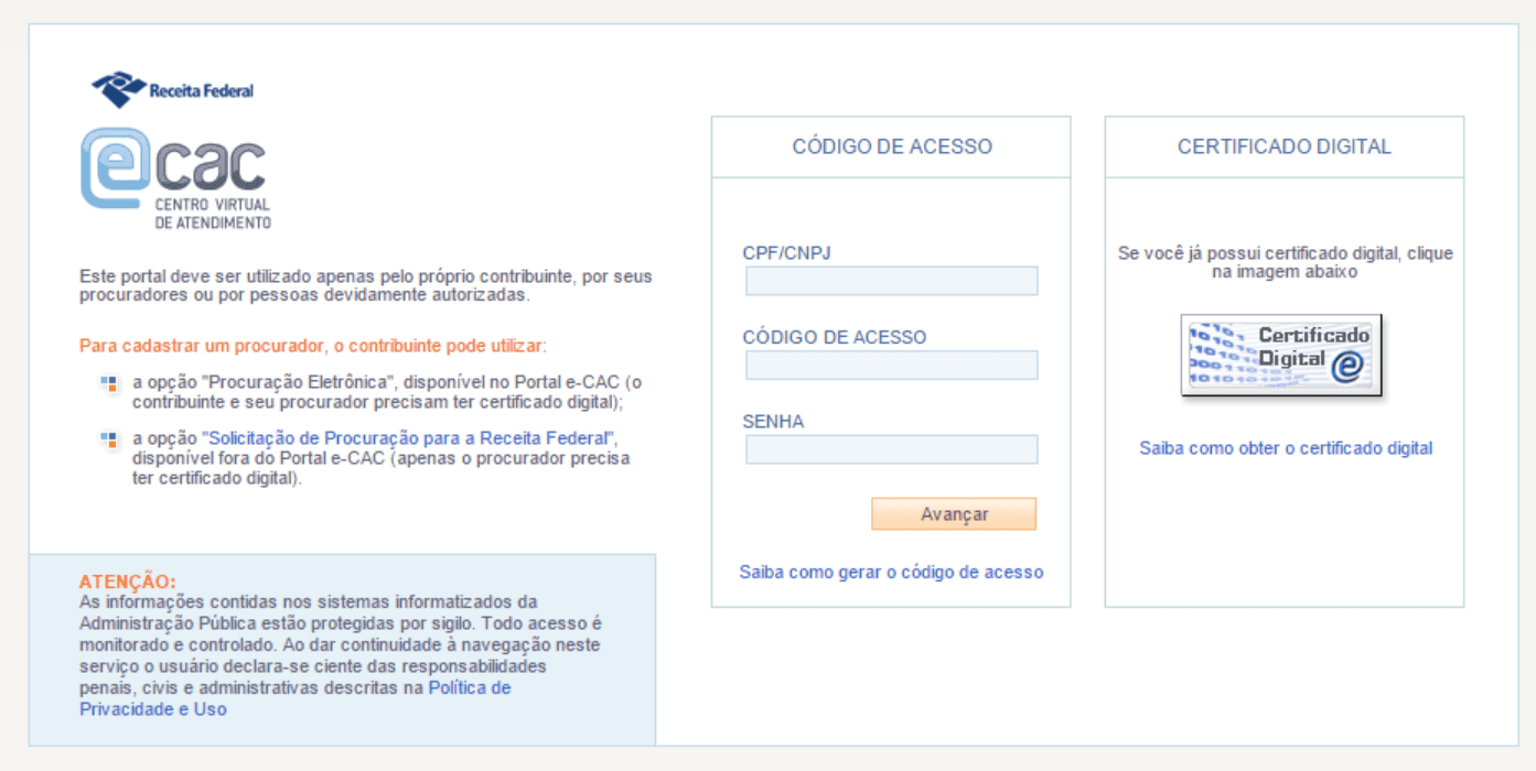 Procuração Eletrônica | Foto do site do e-CAC com Certificado Digital | Certificado Digital | Blog da Certisign
