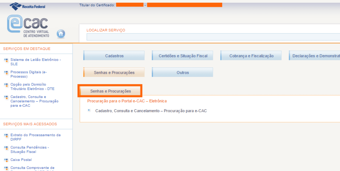 Procuração Eletrônica | Foto do site do e-CAC com Certificado Digital | Certificado Digital | Blog da Certisign
