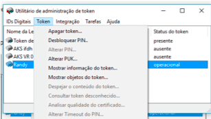 Passo 2 – Selecionar token operacional