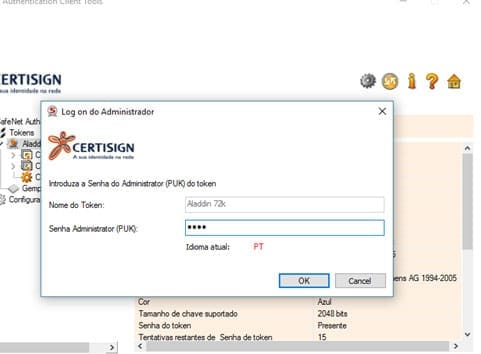 Passo 5 – Informar senha PUK