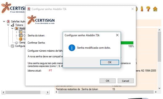 Passo 8 – Aparecerá senha modificada com exito